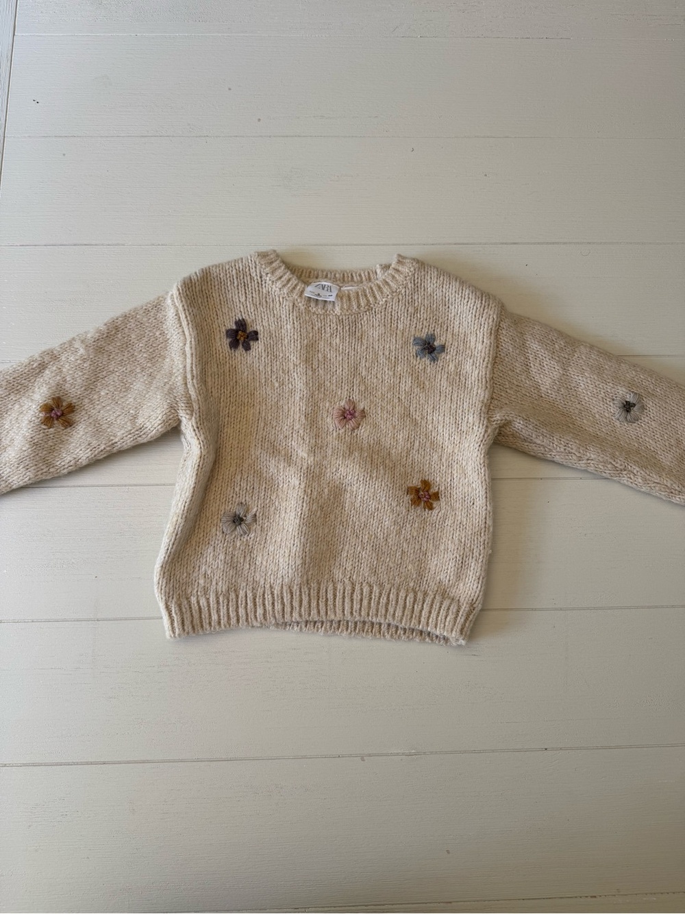 Zara Sweater with Multicolor Floral Embroidery
